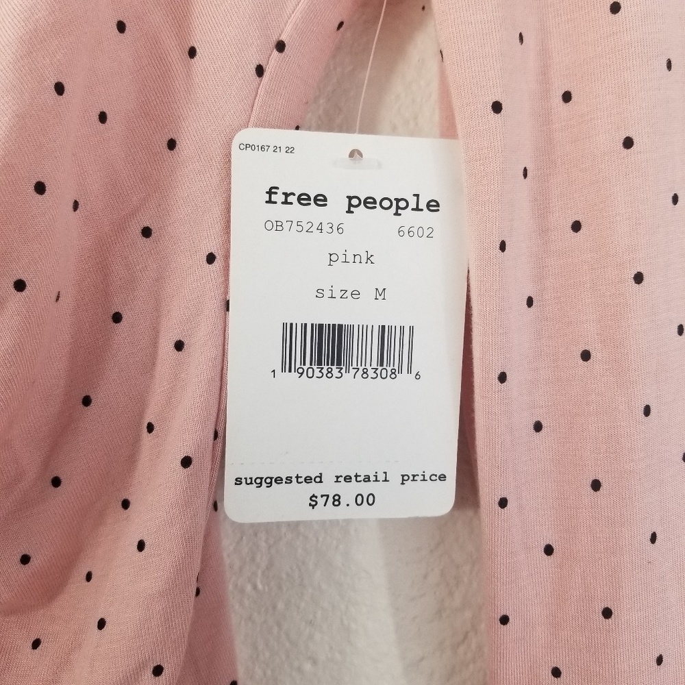 Free People polka dot flare sleeve v neck top M - Picture 6 of 6